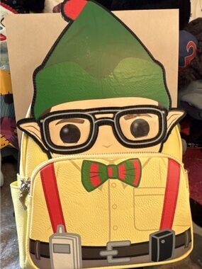 Loungefly Yellow Elf Backpack with Green Hat and Red Accents